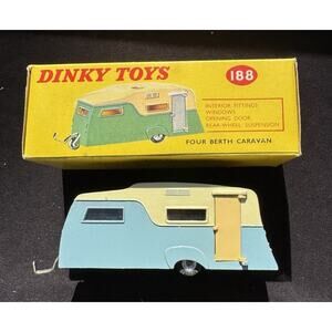 1950 Vtg 188 FOUR BERTH CARAVAN DINKY TOYS ENGLAND MECCANO Mint In Box! TO1